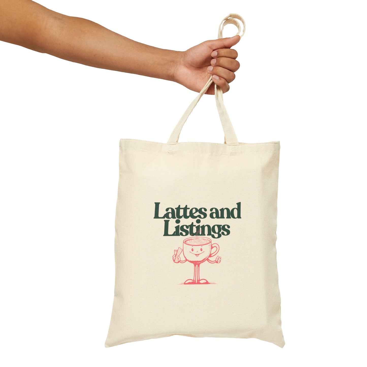 Lattes & Listings | Cotton Canvas Tote Bag
