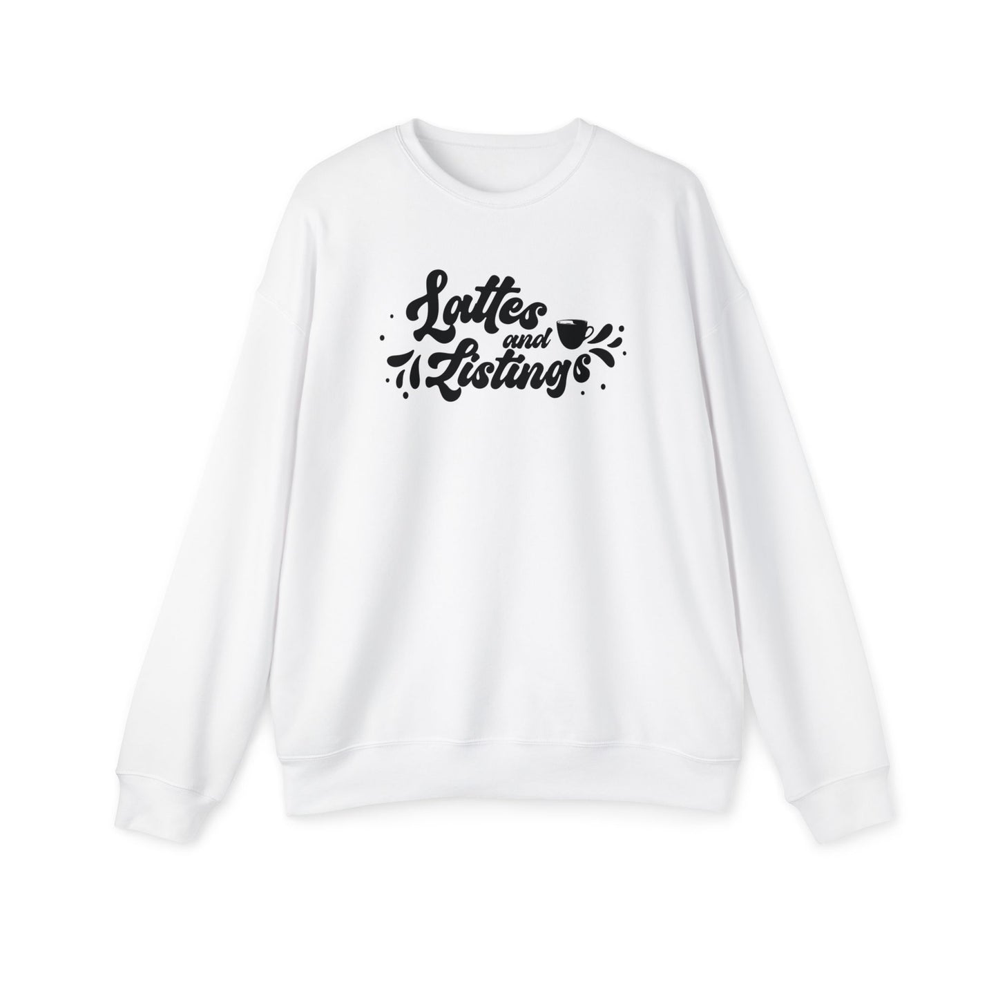Inspirational Unisex Drop Shoulder Sweatshirt - "Lattes and Listings"