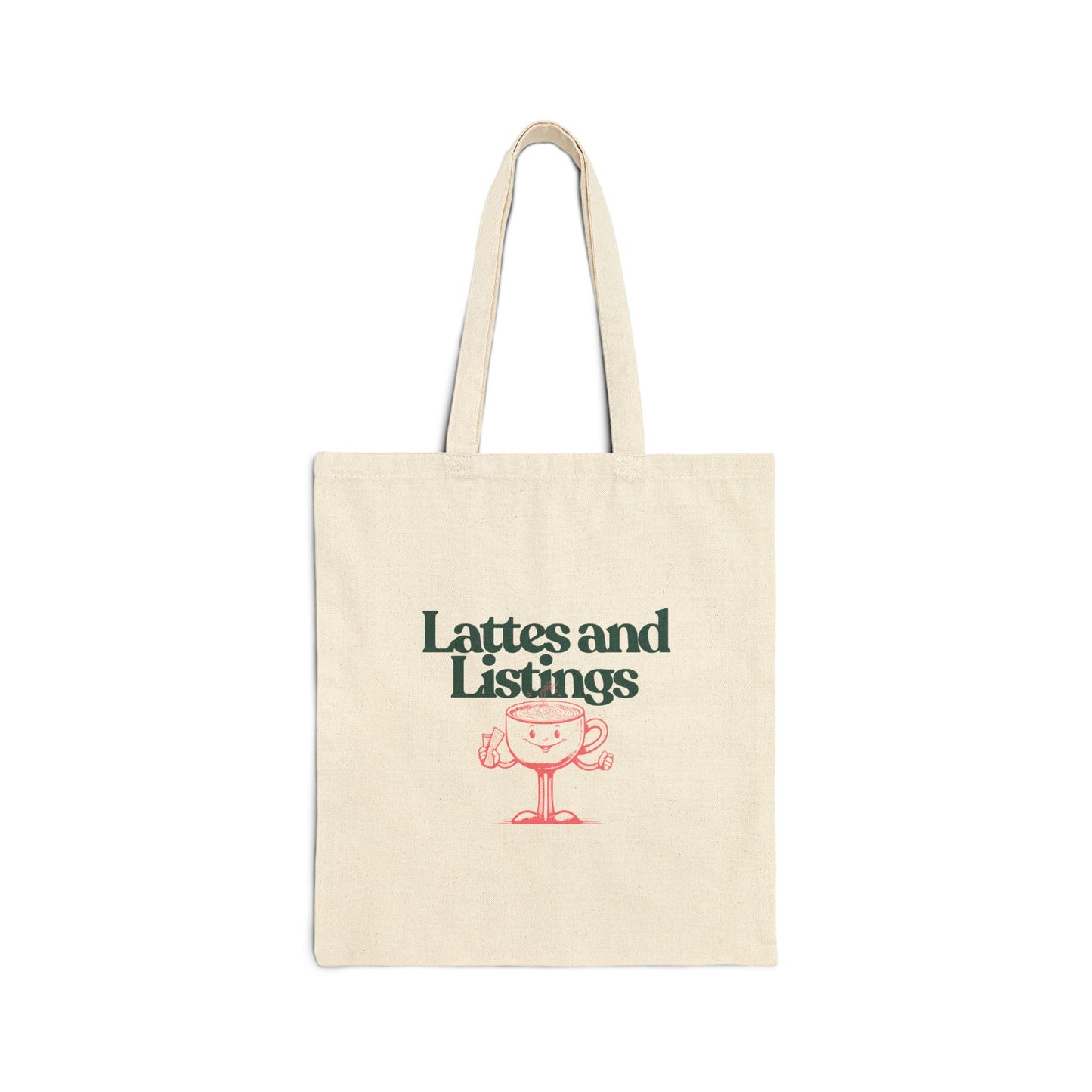 Lattes & Listings | Cotton Canvas Tote Bag