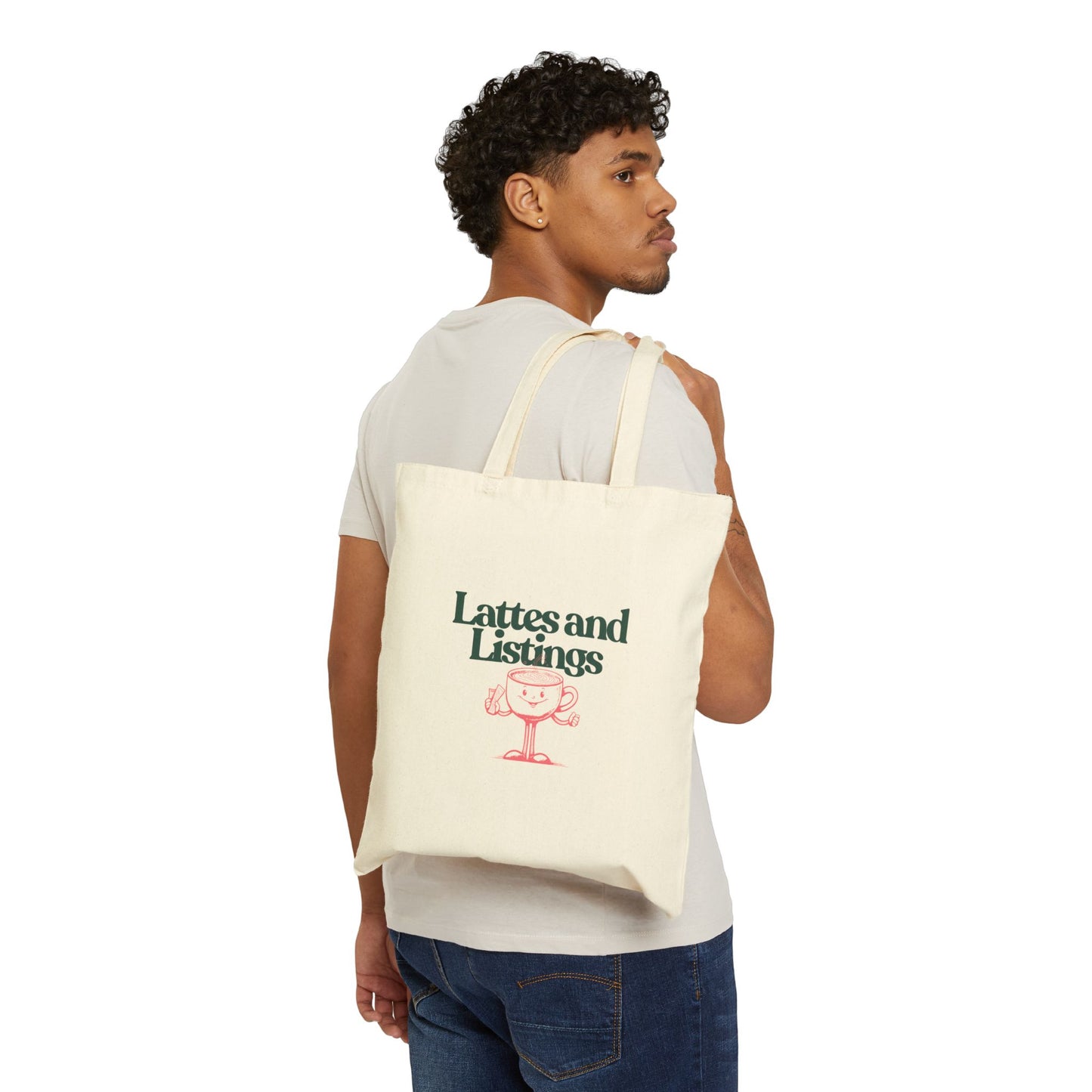 Lattes & Listings | Cotton Canvas Tote Bag